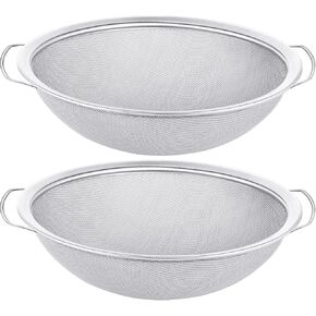 Suclain 2 Pack 60 Mesh Stainless Steel Paint Strainer for 5 Gallon Paint Bucket Filter Impurities, 250 μm 304 Stainless Steel Fine Mesh Strainers Emulsion Honey Strainer 11.8 Inch Width