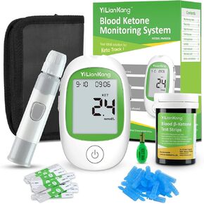 YiLianKang Blood Ketone Meter And 15 Blood Ketone Test Strips & 15 Lancets. Ketone Monitor Kit For Ketogenic Diet. Keto Test Check Ketosis. 5 Second Fast Get Results