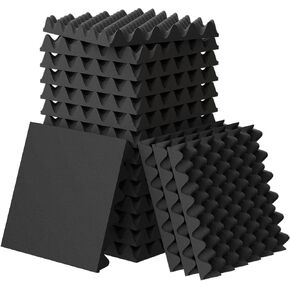 WVOVW 36 Pack Self-Adhesive 1.5" X 12" X 12" Sound Proofing Egg Crate Foam, Upgraded Soundproof Wall Panels, High-Density(35kg/m3) Acoustic Foam, Quick-Recovery Sound Proof Foam Panels for Walls,Black