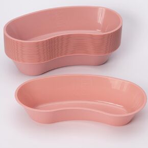 Emesis Basin Kidney Plastic Mauve 16oz - Reusable Plastic Kidney-Shaped, Mauve Color, 16oz Volume, 8-1/2" Primary Length, Disposable, 25/Box