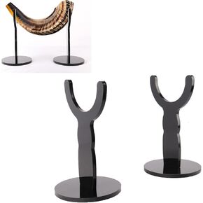 حامل بوق من الاكريليك من اتش هوكسيو، حامل بوق متين بتصميم شوفار مزخرف مناسب لجميع البوق اليمنية والظباء (اسود) in Kuwait