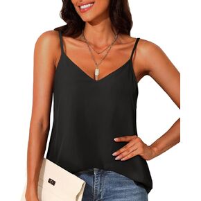 Holipick V Neck Tank Tops for Women Camisole Spaghetti Strap Summer Sleeveless Loose Fit Cami Blouse