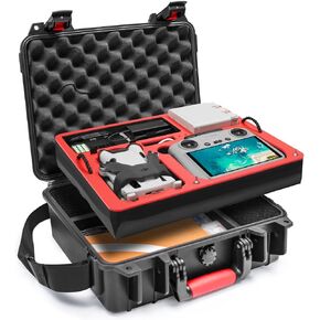 SYMIK P330-MMDL Dual Layer Mini 4 Pro Case, Waterproof Hard Carrying Case for DJI Mini 4 Pro/Mini 3/Mini 3 Pro Fly More Combo, Fits DJI RC 2/RC, RC-N2/N1, Charger Hub, Tablet Holder, Landing Pad, iPad