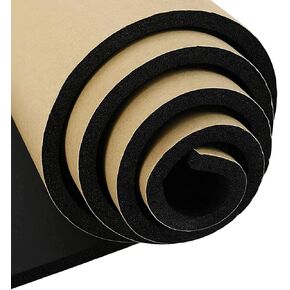 3/4''T x 12''W x 59''L Neoprene Sponge Foam Rubber Sheet Roll with Self-Adhesive Easy Cut DIY Adhesive Padding Perfect Cosplay Multi-Function Soundproof, Black