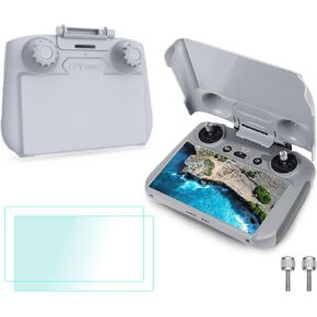 غطاء حماية FPVtosky 3-IN-1 Mini 4 Pro RC 2 Sun Hood + 2 واقي شاشة + حزمة حبل قصير، يناسب جهاز التحكم عن بعد DJI Mini 4 Pro/Air 3 RC2، ملحقات DJI RC 2