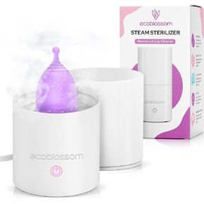 Ecoblossom Menstrual Cup Sterilizer - Modern Menstrual Cup Cleaner Unscented Sanitizer - 2-Minute Automatic UV Wash - Holder Fits Small Soft & Large Period Disc - UV Wipes Out 99.9% of Germs in Kuwait