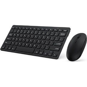Compact Wireless Keyboard Mouse, 2.4GHz Ultra Thin Small Wireless Keyboard Mouse Combo for Desktop, Laptop (Black and Gray)