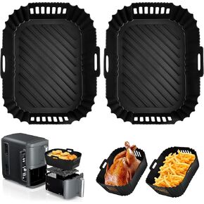 Silicone Air Fryer Liners for Ninja Sl401 Double Stack, 2Pcs Air Fryer Silicone Liners, Reusable Silicone Liners，Air Fryer Accessories For Ninja Air Fryer 2 Basket