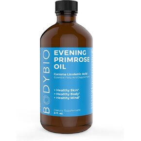 BodyBio Evening Primrose Oil - Natural Gamma Linolenic Acid for Healthy Skin & Hormone Balance - Non-GMO, Cold Pressed, 180 softgels