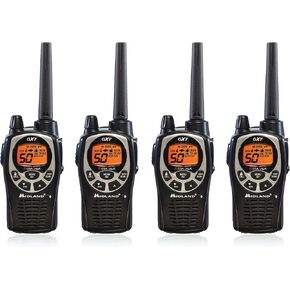 Midland GXT1000VP4 50 Channel GMRS Two-Way Radio - Up to 36 Mile Range Walkie Talkie - Black/Silver (Pack of 8)