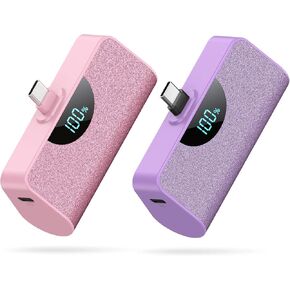 [عبوتان] شاحن محمول صغير USB-C باور بانك 5200 مللي أمبير، شاشة LCD 15 وات PD شحن سريع حزمة بطارية شاحن احتياطي متوافق مع iPhone 15/15 Plus/15 Pro/15 Pro Max Samsung وLG وهواتف Android وغيرها