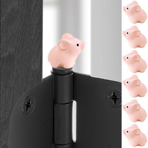 Door Hinge Heads Decorative Topper - Hinge Head Pig Set of 6 - Magnetic Hinge Head Trinket - Hinge Pin Topper Miniature Animal Figurine