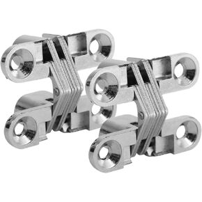 2pcs 180 Degree Hidden Hinges, Zinc Alloy Invisible Concealed Cross Door Hinge Easy Installation Furniture Cabinet Kit (XS)