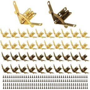 40Pcs Angle Support Spring Hinge Lid 90 Degree Hinge for Antique Jewelry Gift Wine Case Watch Box Wood Lid Hardware 33 x 30 mm