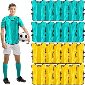 Geyoga 24 قطعة للأطفال مشاجرة كرة القدم Pinnies تدريب Pennies كرة القدم الفانيلة فريق الشباب ممارسة سترات رياضية المرايل (أبيض، أسود) in Kuwait