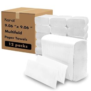 Karat Multifold Paper Towels - Absorbent and Sturdy - Kraft, 334 Sheets X 12 Packs, Recycled Fibers