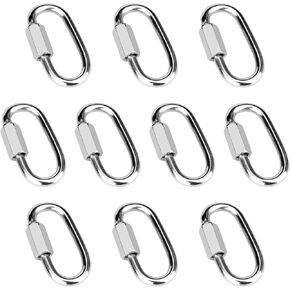 10 Pcs 1.5" 304 Stainless Steel Screw Chain Quick Links Carabiner Locking Quick Chain Repair Links Pets Keychain for Outdoor Traveling Equipment, 220 Lbs Capacity
