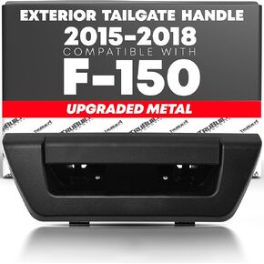 Tailgate Handle Assembly - Compatible with 2015-2018 Ford F150 (Manual Type) - Exterior Lift Gate Latch Bezel and Handle in Textured Black, Metal - No Camera, LED Hole - OEM FL3Z-9943400-JA, 97695
