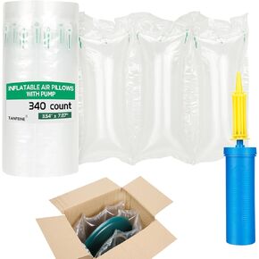 Air Pillows for Shipping - 3.54" x 7.87" Inflatable Packaging Air Bags with Pump, 340 Count Recyclable Box Filler Alternative Packing Peanuts Purse Stuffers for Shape - Better Shipping Protection