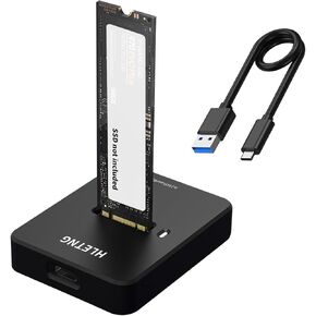 HLETNG NVMe to USB-C M.2 Docking Station, External USB 3.2 NVMe M.2 SSD Enclosure Reader Adapter for NVMe SSD & M.2 SATA NGFF SSD Adapter