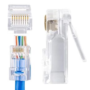 موصل W-NECTOUN Cat6 RJ45، 100-PACK Cat6 Ends، قابس شبكة UTP لكابل حبلا صلب