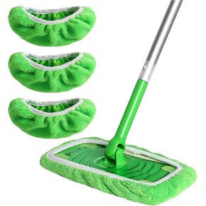Reusable 100% Chenille Mop Pads Compatible with Swiffer Sweeper Mop, Wet and Dry Flat mop Cover, 3 Pack Washable Mop Pads for Surface/Hardwood Floor Cleaning (Mop is Not Included)