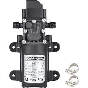 DC 12V Diaphragm Water Pump，0.9GPM (6L/Min) 131Psi,Fresh Water Pump,Self Priming Sprayer Pump with Pressure Switch with 2 Hose Clamps for RV Camper Marine Boat Garden Lawn in Saudi Arabia