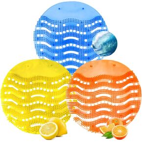 Urinal Screen Deodorizer, 12 Pack Urinal Cakes Bulk Scented Anti-Splash, Urinal Mats Deodorizer Fresh Pads – Ideal for Schools, Bathrooms, Restrooms, Office (Ocean Breeze/Lemon/Orange)