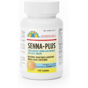 GeriCare Senna Plus Natural Laxative with Stool Softener, Docusate Sodium 50mg, Sennosides 8.6mg, (200 Tablets)
