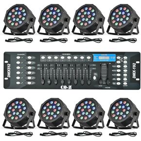 CO-Z LED Stage Lights DMX, 8 pcs 18x3W RGB Par Can Lights Package with Remote Controller Sound Activated Stage Effect Lighting for Party DJ Dance Church Wedding Home Uplighting