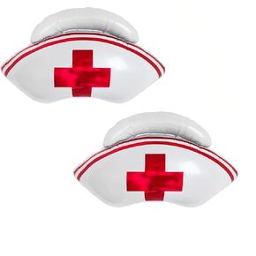 Nurse Cap Balloons/Nurse Party Decorations/Nurse Graduation Decorations/Nursing Graduation Party Supplies/Nursing School Graduation Party Decorations/Nurse Balloons (White 2 PCS)