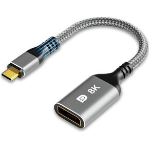 8K DisplayPort to HDMI Adapter, DP Male to HDMI Female Video Converter, DP to HDTV Uni-Directional Cord Support 8K@60Hz, 4K@144Hz, 4K@120Hz, 2K@240Hz, for PC with DP Source to Display/Screen with HDMI