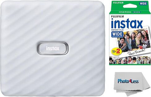 Fujifilm Instax Link Wide Printer Ash White + Twin Pack Film + Cloth in Saudi Arabia