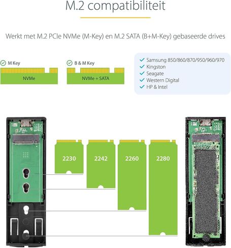 حاوية StarTech.com USB-C 10Gbps M.2 NVMe PCIe SSD - حافظة M.2 PCIe M-Key خارجية متينة من الألومنيوم بتصنيف IP67 - قراءة/كتابة بسرعة 1 جيجابايت/ثانية - تدعم 2230/2242/2260/2280 - متوافقة مع TB3 - Mac/ الكمبيوتر الشخصي (M2E1BRU31C) in Saudi Arabia