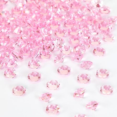 OUTUXED 1500pcs Pink Diamonds 0.3"(8mm) Crystal Gems Plastic Decor Vases Filler Light Crystal Clear Diamond for Halloween Party Decoration Table Scattering Wedding Bridal Shower in Kuwait