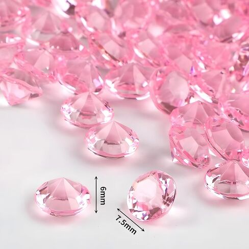 OUTUXED 1500pcs Pink Diamonds 0.3"(8mm) Crystal Gems Plastic Decor Vases Filler Light Crystal Clear Diamond for Halloween Party Decoration Table Scattering Wedding Bridal Shower in Kuwait