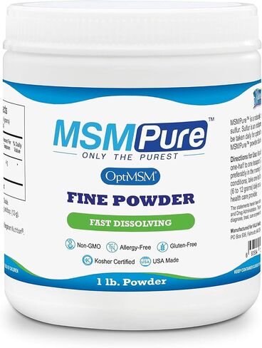 Kala Health MSMPure Fine Powder, 2.2 lb, Fast Dissolving Organic Sulfur Crystals, 99% Pure Distilled MSM Supplement, Made in USA in Saudi Arabia