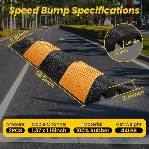 قطعتان من مطبات السرعة المطاطية مقاس 39.3 بوصة، ومطبات سرعة معيارية بقناتين بسعة تحميل تبلغ 66000 رطل، ومطبات سرعة مع 8 مثبتات مسامير ملولبة، ومطبات سرعة للطرق والممرات in Kuwait