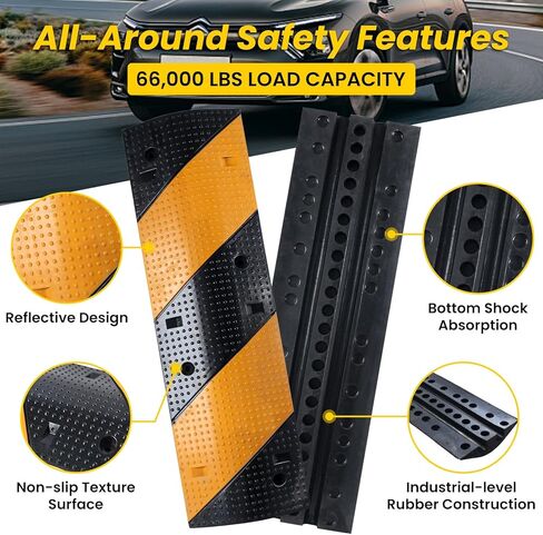 قطعتان من مطبات السرعة المطاطية مقاس 39.3 بوصة، ومطبات سرعة معيارية بقناتين بسعة تحميل تبلغ 66000 رطل، ومطبات سرعة مع 8 مثبتات مسامير ملولبة، ومطبات سرعة للطرق والممرات in Kuwait