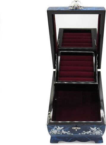 MADDesign Mother of Pearl Lacquered Jewelry Music Box Two Level Red in Kuwait