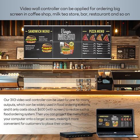 BOOBRIE Video Wall Controller, Video Wall Processor 3x3 4K Input & 1080P HDMI Output for 9 TV Splicing Display, 180 Degree Rotate, 13 Splicing Modes 3x3 3x2 2x2 3x11x4 2x3 4x2 2x4... in Saudi Arabia