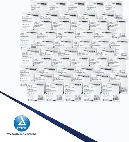 Dynarex 34513 Series Resp-O2 محول خط الضغط، متين، شفاف، لا يحتوي على مطاط طبيعي أو DEHP، عبوة من 50 قطعة in Saudi Arabia