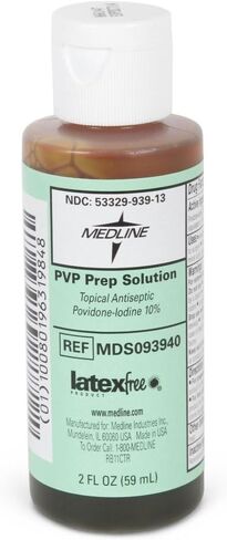 Medline MDS093940 Latex Free Povidone Iodine Prep Solution, 2 oz (Pack of 48) in Saudi Arabia