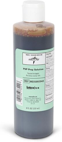 Medline MDS093943 Latex Free Povidone Iodine Prep Solution, 8 oz (Pack of 24) in Saudi Arabia