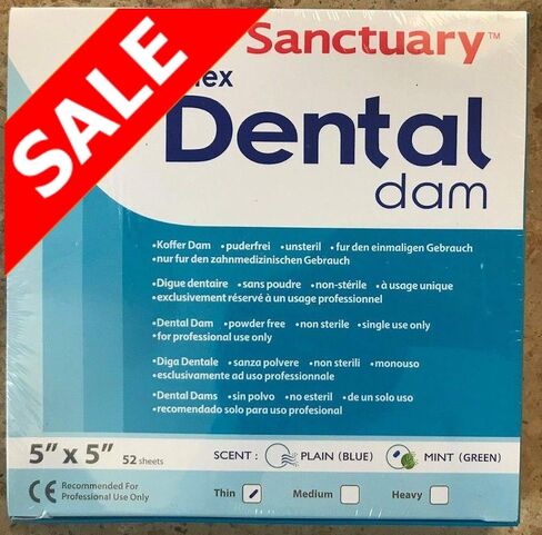 (صنع في ماليزيا) Sanctuary DENTAL DAM لاتكس 5 × 5 بوصة (رفيع) أخضر 52 ورقة (5 × 5، أخضر) in Saudi Arabia