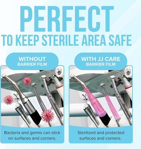 JJ CARE Barrier Film (1500 Sheets) Pink, No Sting Barrier Tape, Protective Tattoo Plastic Wrap, Self-Adhesive Barrier Film Tattoo for Dental, Tattoo, Make Up with Film Dispenser in Kuwait
