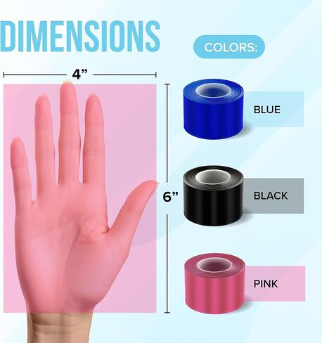 JJ CARE Barrier Film (1500 Sheets) Pink, No Sting Barrier Tape, Protective Tattoo Plastic Wrap, Self-Adhesive Barrier Film Tattoo for Dental, Tattoo, Make Up with Film Dispenser in Kuwait