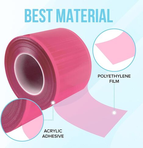 JJ CARE Barrier Film (1500 Sheets) Pink, No Sting Barrier Tape, Protective Tattoo Plastic Wrap, Self-Adhesive Barrier Film Tattoo for Dental, Tattoo, Make Up with Film Dispenser in Kuwait