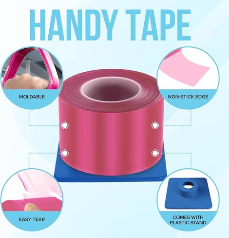 JJ CARE Barrier Film (1500 Sheets) Pink, No Sting Barrier Tape, Protective Tattoo Plastic Wrap, Self-Adhesive Barrier Film Tattoo for Dental, Tattoo, Make Up with Film Dispenser in Kuwait