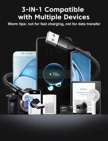 كابل شحن مغناطيسي (4 عبوات، 3.3 قدم/3.3 قدم/6.6 قدم/6.6 قدم)/كابل شحن USB C مغناطيسي يدور 360 درجة و180 درجة مع كابل شاحن LED/مغناطيسي/سلك شاحن هاتف مغناطيسي مجدول من النايلون لمزيد من الأجهزة in Kuwait